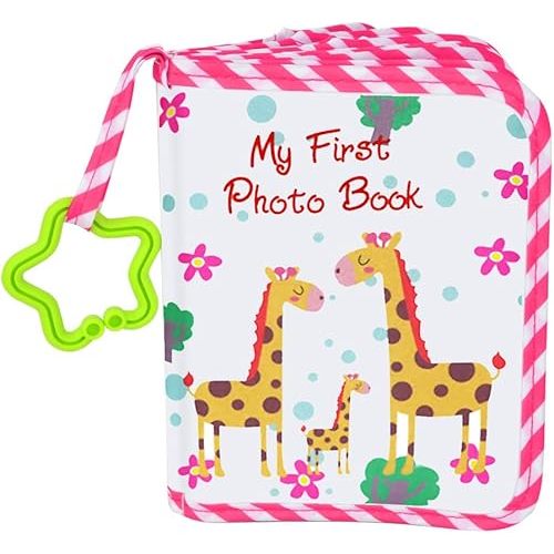 Baby Photo Albums Soft Cloth Photo Book Baby Photo Book Soft First Year Memory Album Shower Gift for Babies Newborns Toddlers & Kids,Holds 4x6 Inch Photos. (Pink)