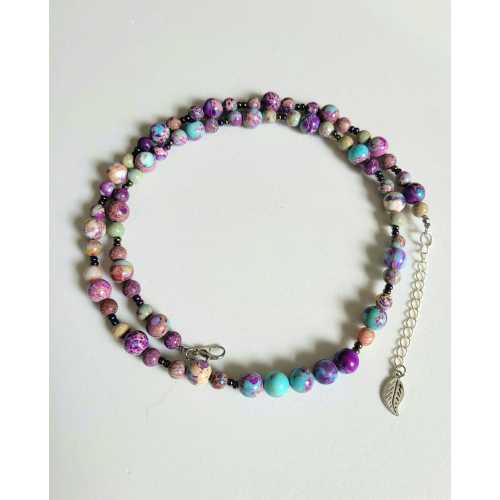Galaxy Sea Sediment Jasper Necklace: Adjustable Beaded Gemstone