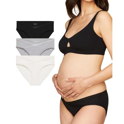 Subset Organic Cotton Maternity Below-Belly Briefs 3-Pack – Soft Underwear for Pregnancy & Postpartum Comfort, Sizes XS-3XL