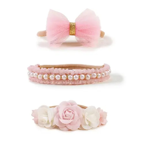 OOSAKU Baby Girl Flower Headbands Set Elastic Floral Headbands 6pcs Soft Nylon Hair Band for Newborn Toddler Hair Accessories (XKFD001)