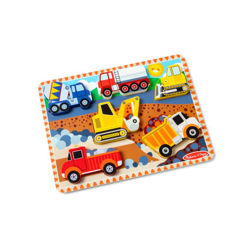 Melissa & Doug 6-Piece Wooden Chunky Construction Vehicle Puzzle - FSC Certified