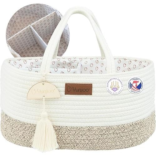 Baby Diaper Caddy Organizer, Portable Nursery Storage Basket with Sturdy Handle Diaper Caddy Basket, Car Caddy for Diapers and Baby Wipes, Newborn Essentials.
