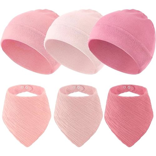 Sofier Baby Hats and Muslin Bibs Baby Beanies for Unisex Newborn 0-6 Months Boys Girls Gift Set Christmas Stocking Stuffers