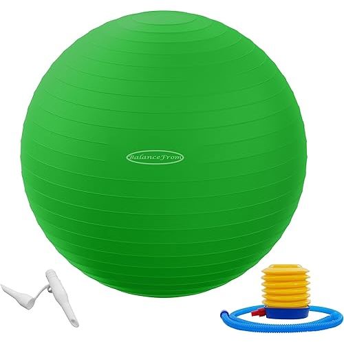Fitvids Anti-Burst and Slip Resistant Exercise Yoga Fitness Birthing Ball with Quick Pump, 2,000-Pound Capacity, Multiple Colors and Sizes