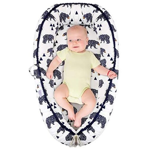 Baby Lounger Baby Nest Sleeping Bed for Baby, Super Soft Breathable Fiberfill Portable Adjustable Newborn Lounger for Crib Bassinet, Essential for Newborn Shower Gift (New Bear)