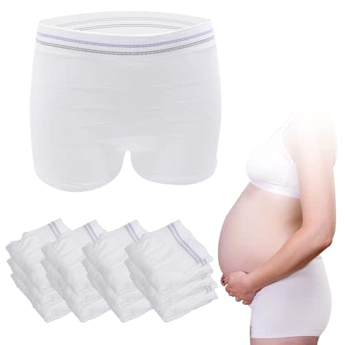 HANSILK Mesh Postpartum Underwear 12 Pack High Waist Reusable Post Bay C-Section Recovery Maternity Panties for Women Washable Mesh Panties (Large)