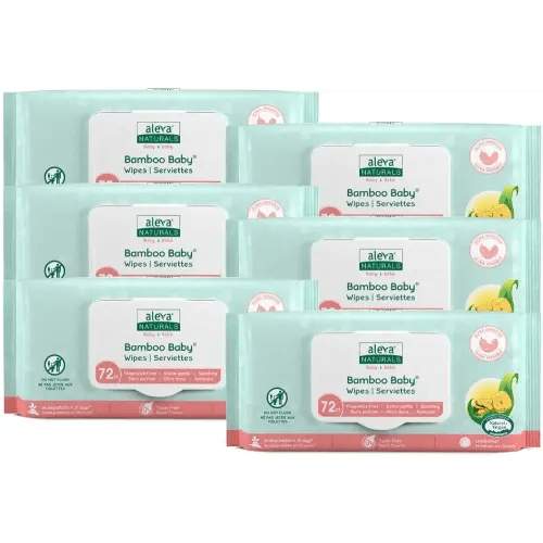 Aleva Naturals Bamboo Baby Sensitive Wipes- Natural and Organic Formula, Hypoallergenic, Biodegradable, Extra Strong and Ultra-Soft, Perfume Free Diaper Wipes - New Eco-Friendly, Sustainable Packaging- 72 Count X 6= 432 Wipes Total