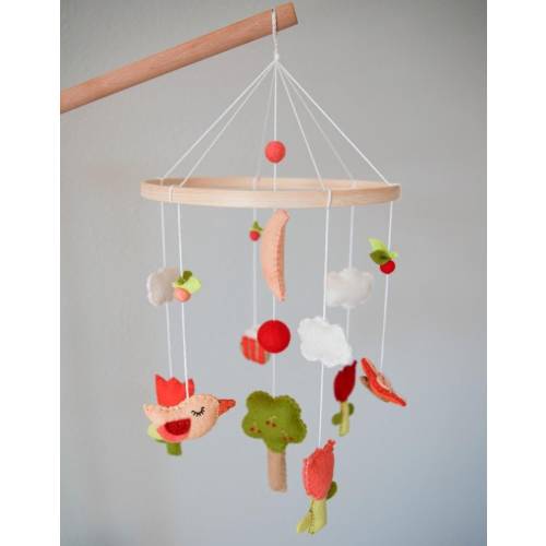 Birds Mobile/Flower Cherry Tree Garden Mobile/Handmade Nursery Mobile/Mobile Baby Crib Decor/Gift for Newborn/Baby Shower/Nursery Decor