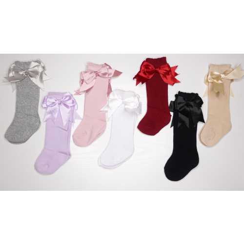 Princess Knee High Socks: Lace Trim, Double Ribbon, Special Occasion (7 Pairs)