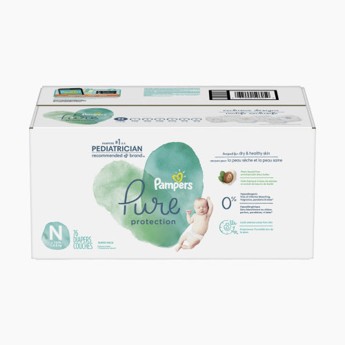 Pampers Pure Protection Disposable Diapers, Super Pack - Newborn, 76 Count