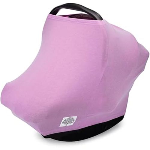 Parker Baby Co. 4 in 1 Car Seat Cover for Girls and Boys - Stretchy Carseat Canopy, Nursing Cover, Grocery Cart Cover, High Chair Cover - Lily