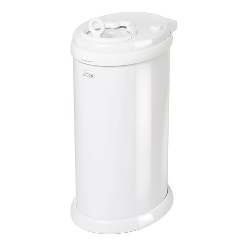 Ubbi Steel Diaper Pail, Odor Locking, No Special Bag Required, Award-Winning, Registry Must-Have, White