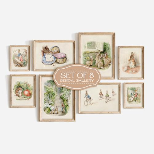 Beatrix Potter Digital Download Bundle Set of 8, Printable Peter Rabbit, Vintage Nursery Decor-239D