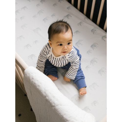 Follow Me Organic Cotton Crib Sheet, Elephant - Pehr | Maisonette