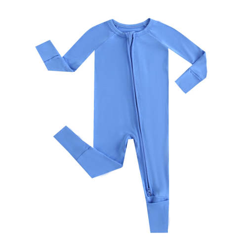 Pure Blue Zippered Baby Romper Micro-Preemie