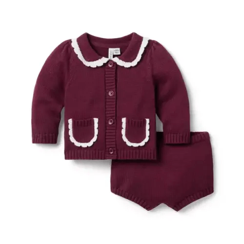 Baby Grape Harvest Baby Scalloped Trim Matching Sweater Set by Janie and Jack