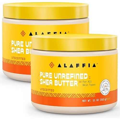 Alaffia EveryDay Shea Authentic Shea Butter, All Skin Types, Help Moisturize and Soften Skin with Shea Butter, Unscented, (2 Pack-11 Fl Oz Ea)
