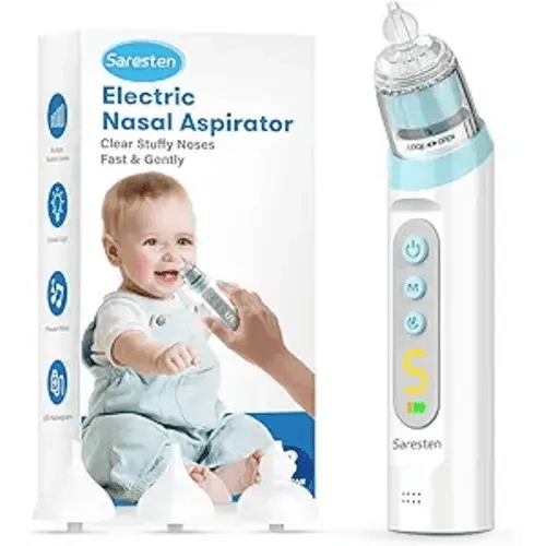 Nasal Aspirator for Baby,Rechargeable Nose Sucker for Baby,Baby Nasal Aspirator with 3 Silicone Tips,Adjustable Suction ,Waterproof Booger Sucker for Baby with Music and Light Function,Blue