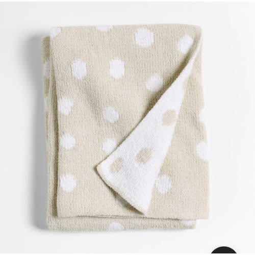 Reversible Stone Tan Chenille Dot Baby Stroller Blanket