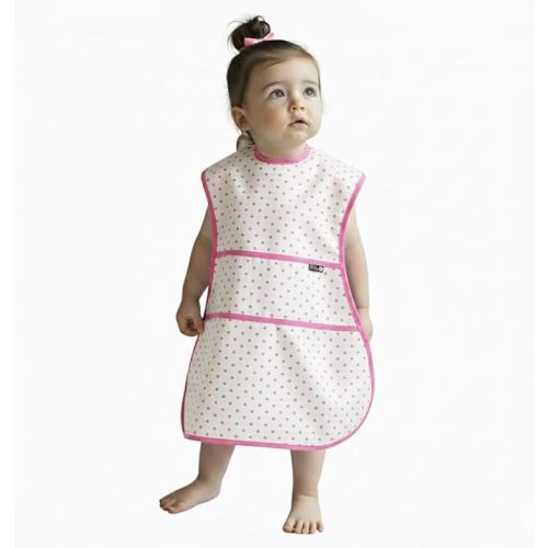 Full Coverage Waterproof Feeding Bib for Toddlers – Extra Long Apron Bib for Mealtime, Self-Feeding, High Chairn