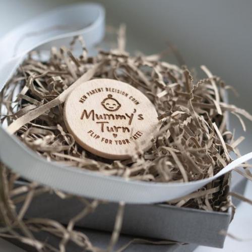 Fun New Parents Decision Flip Coin 37mm FSC Engraved Wooden