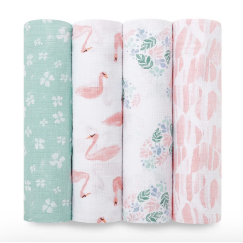 Bear Print Muslin Swaddle 4pk | aden + anais