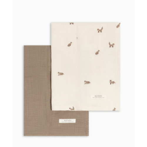 2-Pack Muslin Burp Cloths in Ace Polka + Taupe