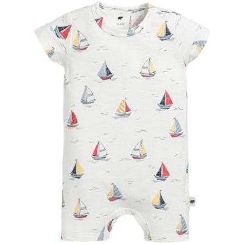 monica + andy Slub Shorty Romper, 100% Organic Baby Clothes for Boys, Sizes For Preemie, Newborn & Infant