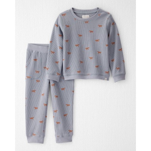 Toddler Organic Cotton Waffle Knit Set in Shadow Fox Print - Little Planet | Carter's