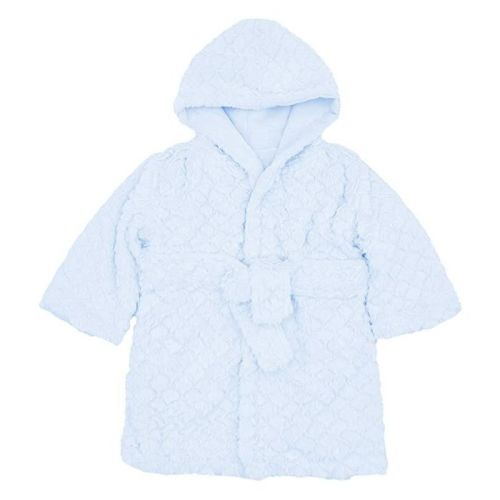 EVERYDAY KIDS Blue Baby Fleece Robe with Hood Cozy Hooded Bathrobe for Boys Ages 0-9 Months Soft, Warm, Lightweight Infant Sleepwear, Loungewear