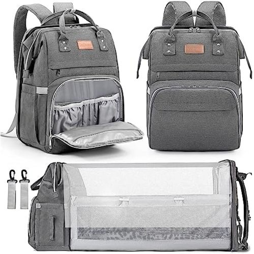 Diaper Bag Backpack, Large Capacity Multifunction Baby Bag with Changing Pad for Boy Girl, Travel for Moms Dads, Baby Registry Search Shower Gifts Waterproof and Stylish DarkGray