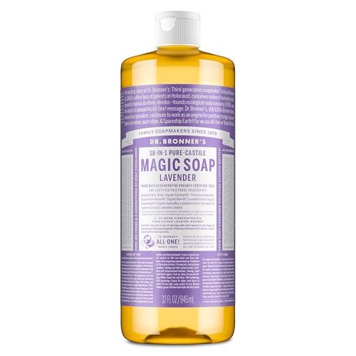 Dr. Bronner’s Pure-Castile Magic Liquid Soap - Made with Regenerative Organic Certified Oils - 18-in-1 Uses for Face, Body, Hand, Hair- Gentle on Sensitive Skin - All Natural Body Wash- Lavender, 32oz