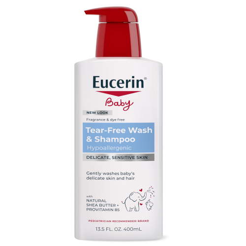 Eucerin Baby Unscented Baby Shampoo and Body Wash, Tear Free Infant Shampoo and Wash, 13.5 fl oz Pump Bottle