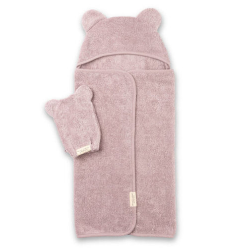 Hooded Towel + Wash Mitt Set - Orchid - HipBabyGear