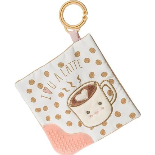 Sweet Soothie Crinkle Teether Toy with Baby Paper and Squeaker, 6 x 6-Inches, Latte