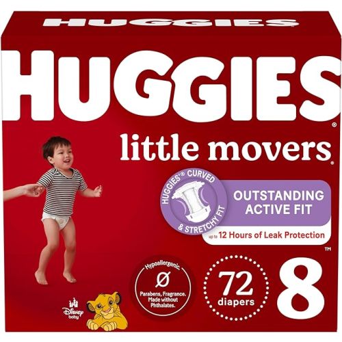 Huggies Size 3 Diapers, Little Movers Baby Diapers, Size 3 (16-28 lbs), 136 Count, Packaging May Vary