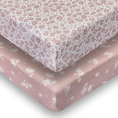 Sorrel + Fern 2-Pack Crib Sheet for Standard Crib Mattress (Antique Rose) - Premium Fitted Sheets - Buttery Soft Cotton Blend - Crib Sheets