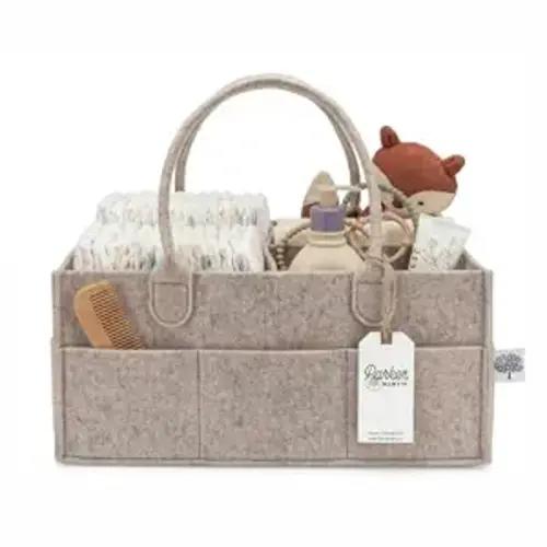 Parker Baby Co. Felt Diaper Caddy Organizer - Large, Oatmeal