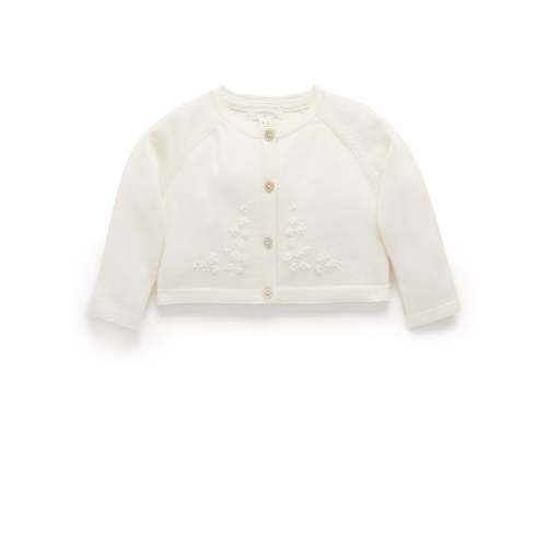 White Embroidered Cardigan - Baby & Kids Cardigans - Purebaby - Purebaby