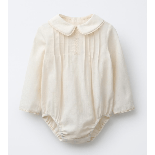 LACE TRIM BODSUIT WITH DARTS - Ecru | ZARA United States 3-6 months