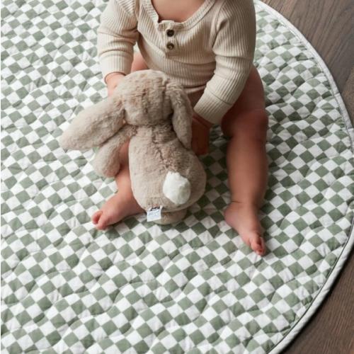 George Collective - 100% Stonewashed Cotton Quilted Playmat - Rosemary Checker - Onceit