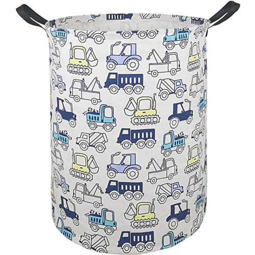 Collapsible Kids Laundry Basket Clothes Hamper, Foldable Storage Organizer Bin, Toy Clothes Storage with Handles for Boys Girls Bedroom, Room Decor Cars