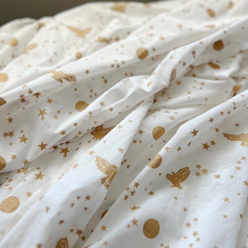 2 Pottery Barn Harry Potter ENCHANTED NIGHT SKY Sheer Curtains 52x84" White/Gold