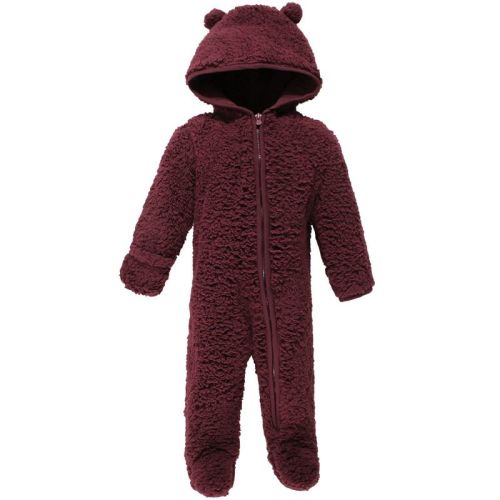 Hudson Baby Faux Shearling Bunting 1pk, Burgundy, 0-3M