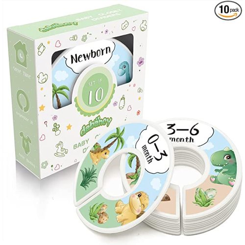 Baby Closet Dividers - Set of 10 from Newborn to Toddler and 2 Blanks with Colored Box - Dinosaur Designs Nursery Closet Size Dividers - [Dinosaur]