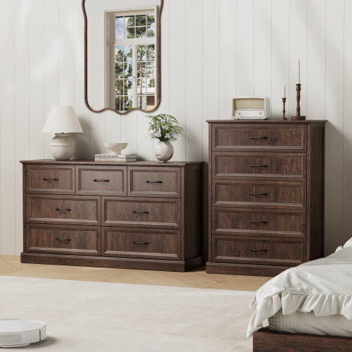 Ophelia & Co. Hallah 2 Pieces Bedroom Set,Tall Drawer Dresser and Accent Chest with Storage Cabinet & Reviews | Wayfair