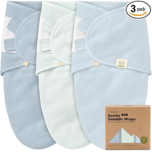 3-Pack Organic Swaddles for Newborns Sleep Sacks – Baby Swaddles 0-3 Months, Newborn Swaddle Wrap, Infant Wearable Blanket, Baby Sleep Sack Girls, Boys, Soft & Snug, Large Hook & Loop Closure(Glacier)