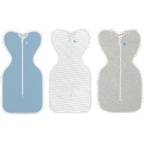 Love to Dream Swaddle UP 1.0 TOG 3-Pack, Small 8-13 lbs – Gray, Dusty Blue & White Dreamer Arms-Up Sleep Sacks
