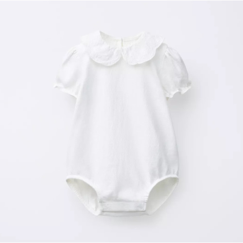 EMBROIDERED COLLAR BODYSUIT - Light ecru | ZARA United States