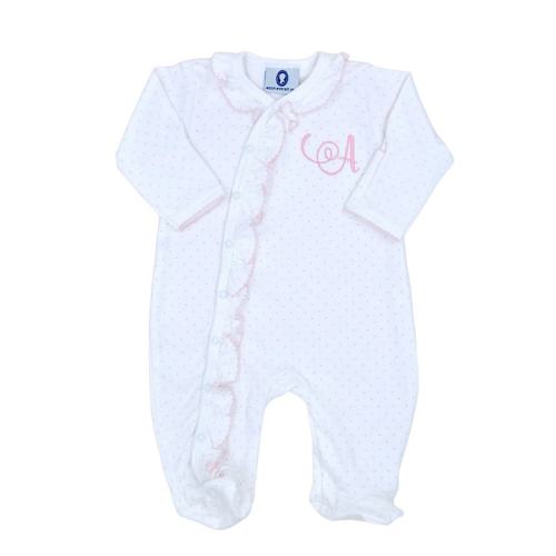 Pima Cotton Ruffled Side Snap Romper Pink Dot Baby Girl - Etsy